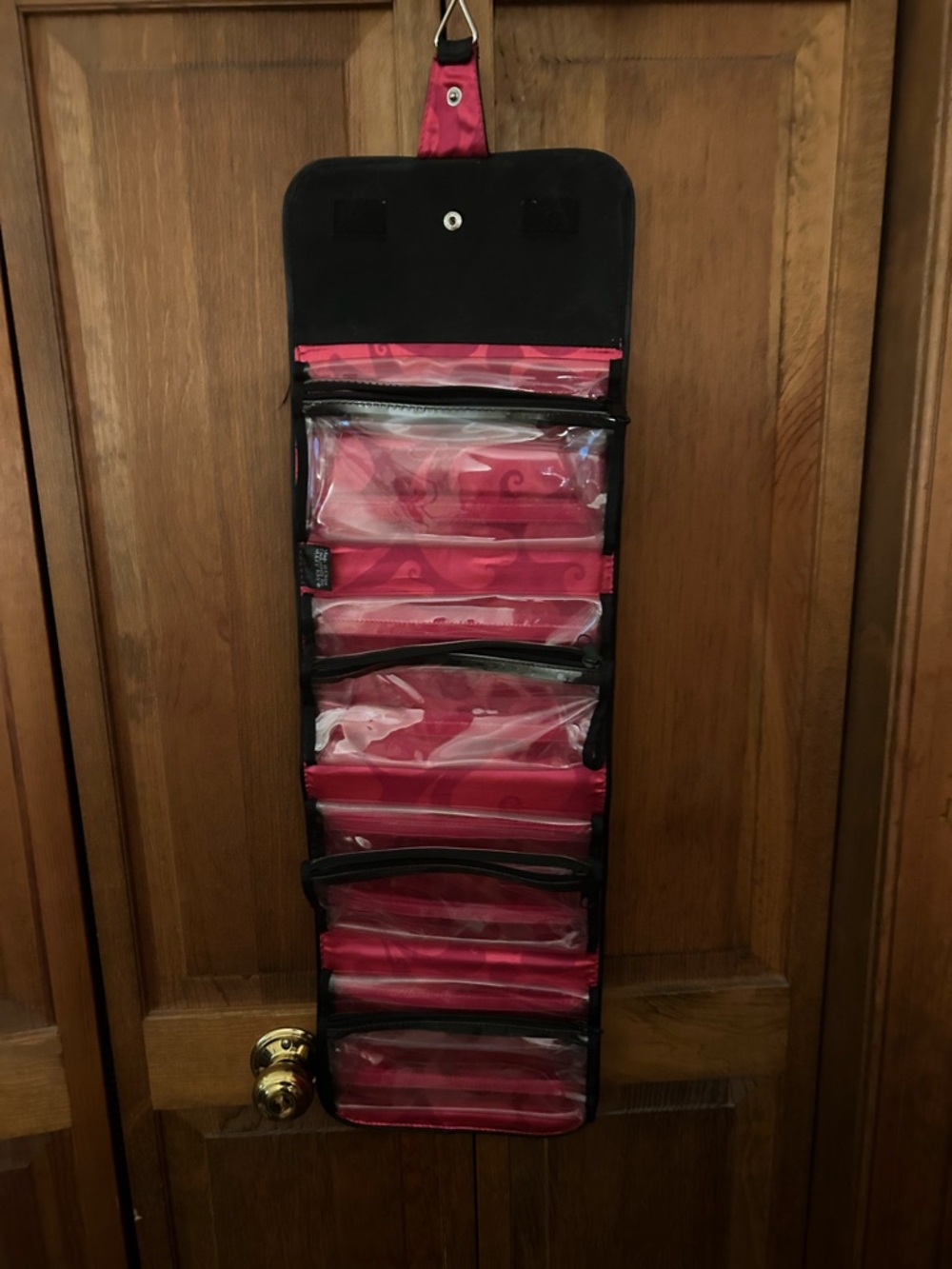 Mary Kay Black Pink 4 Pocket Make-up Hair Accessory Travel Hanging Organizer